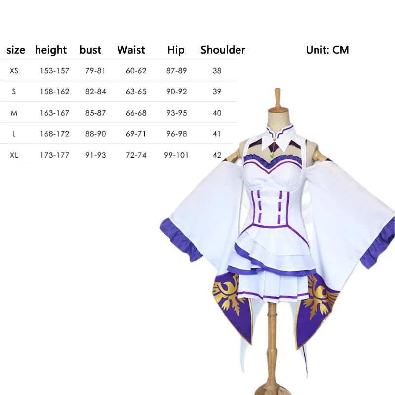 Emilia Dress Re Zero Cosplay Sets Wig Women Cosplay Dress Emilia Cosplay costume Anime Cosplay Party Halloween Party cloak wig