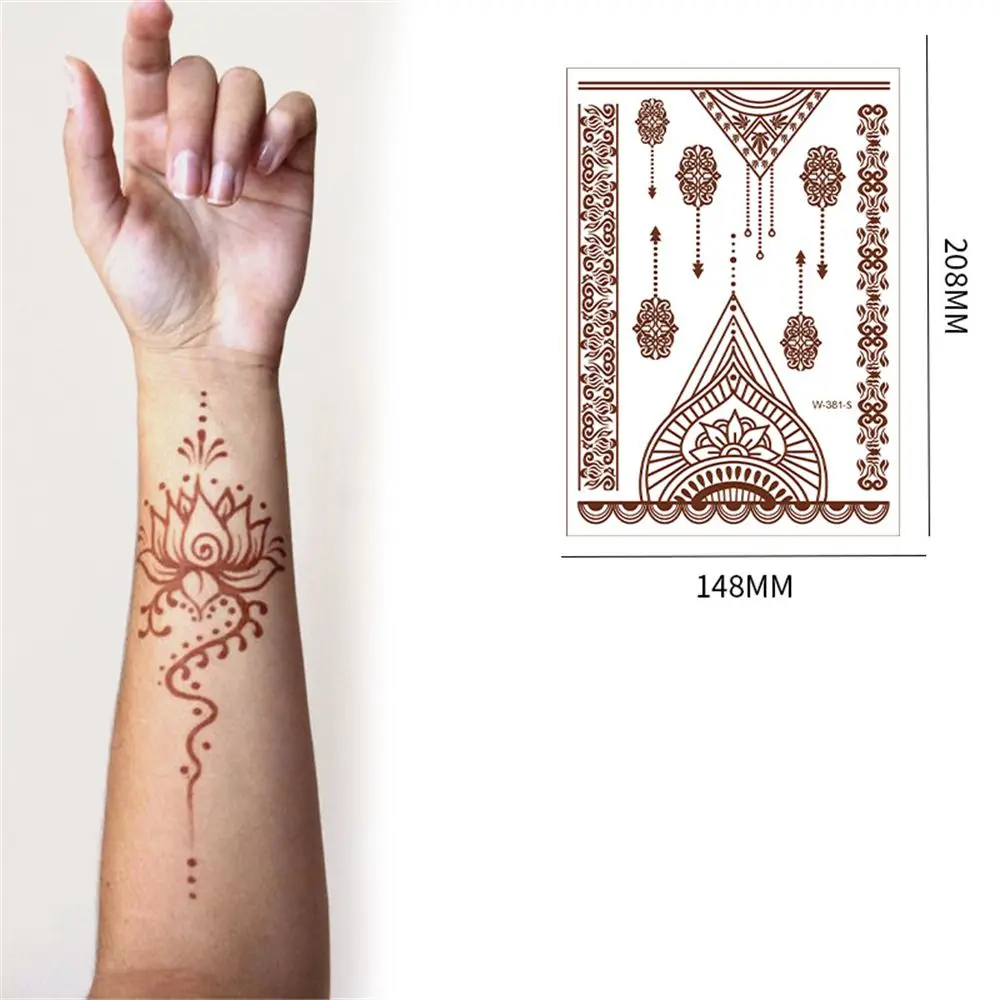 Lasting Art Finger Red Brown Herb Fake Tatto Body Stickers Temporary Tattoos Tattoos Stickers