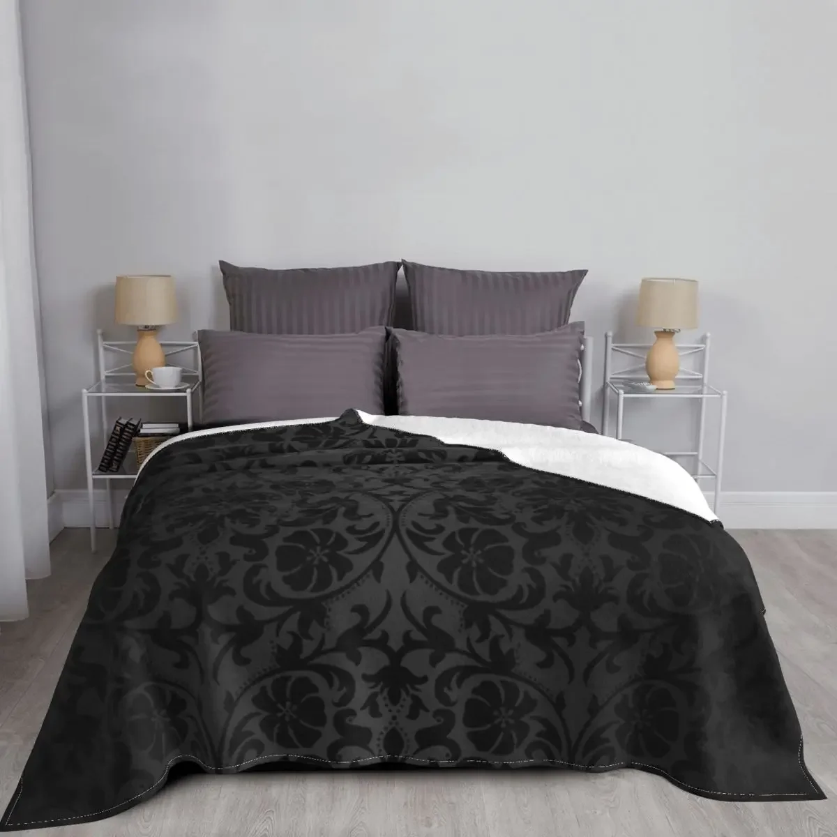 Y2K Children 3d PRINT Blanket Black Floral Damask Throw Blanket Fluffy Blankets Large Sofa Luxury Throw Quilt for Children Cover