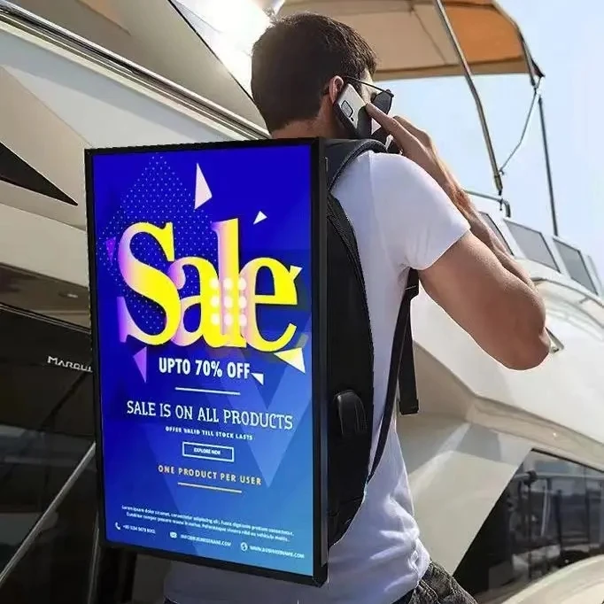 

Custom 27 Inch Portable LED Outdoor Billboard Backpack Advertising Player Digital Signage Human Walking Digital Billboard