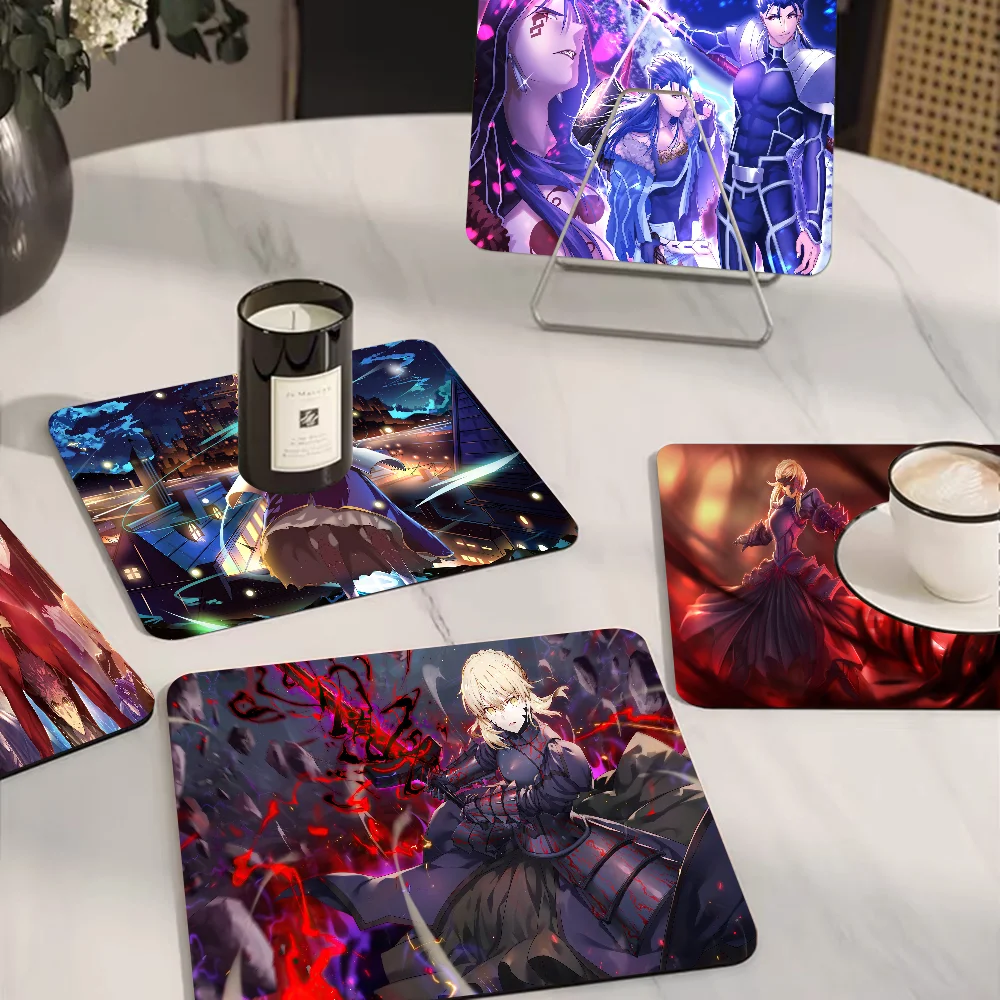 

Anime Fate Stay Night Coffee Tablewear Drain Pad Bathroom Square Absorbing Anti-slip Dry Mat Kitchen Placemat Dishes Cup Pad