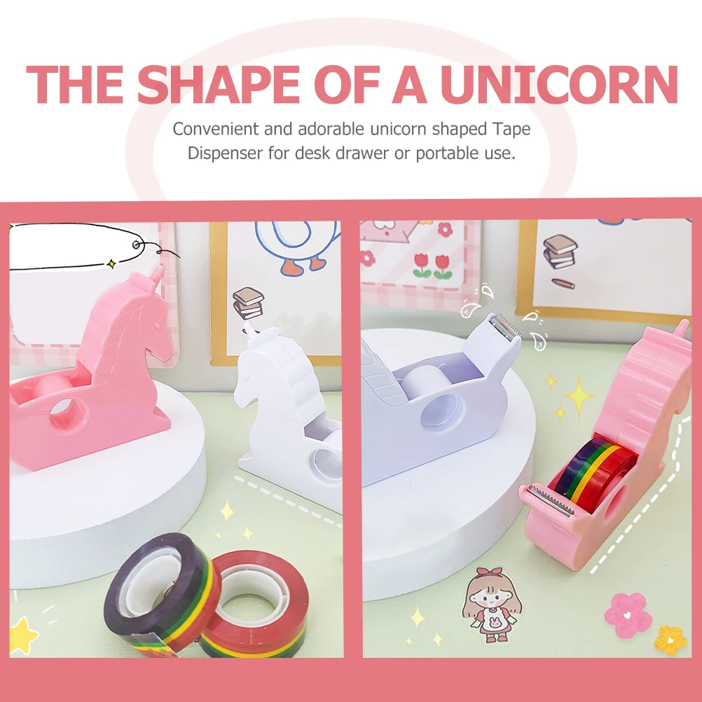 

2Pcs Tape Dispenser Portable Desk Supplies Stainless Steel PP PVC Kawaii Cartoon Shape Cute Office