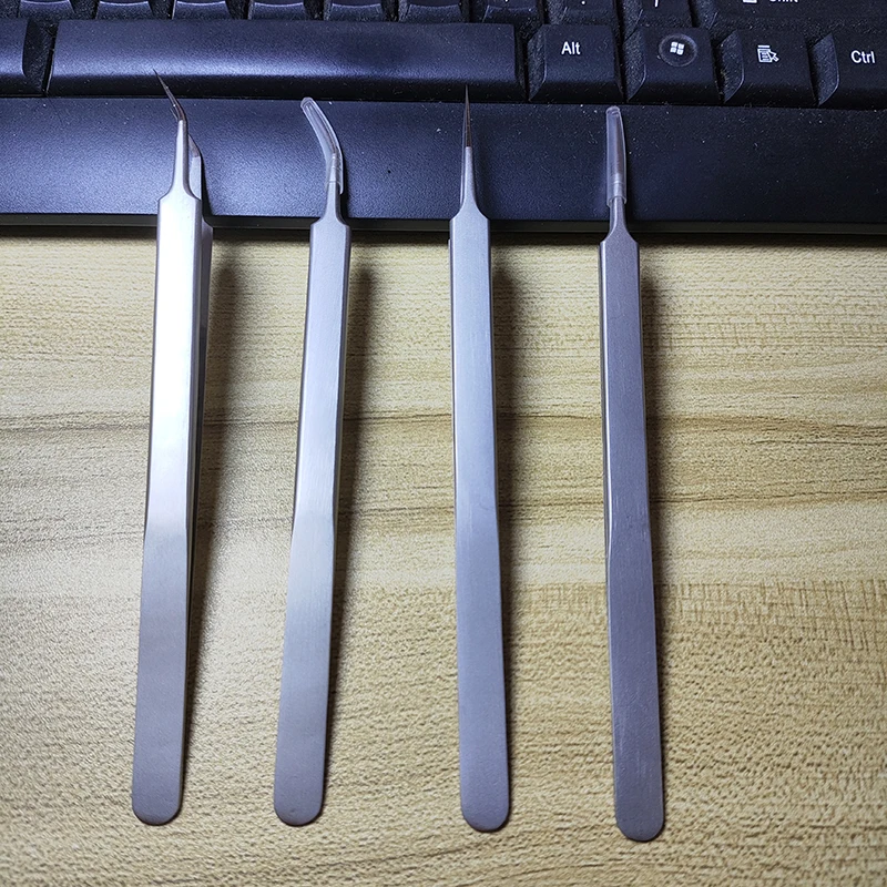 160mm Long Ultra Precision Stainless Steel Tweezers Industry Straight Curved Electronic Pointed Tweezers for Phone Repair