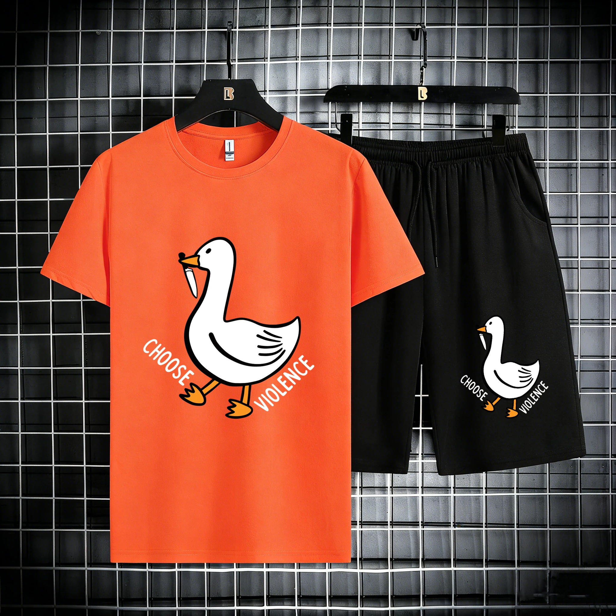 

Do Not Choose Violence Pattern Comfortable Cotton Britches Man 2Pc Sets Simple Summer O-Neck Short Sleeve Running New Streetwear