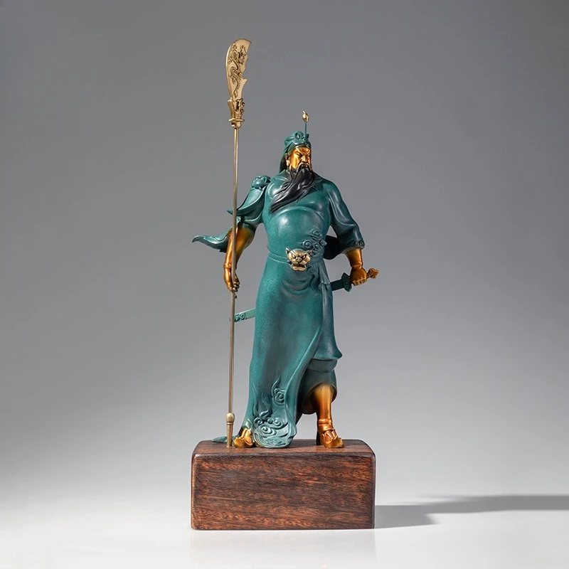 All-copper Buddha statue of Guan Gongshen, sculpture ornament, brass statue of Guan Erye, the god of martial arts