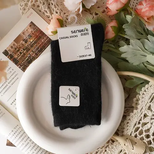Sock Leisure Ankle Crew Fuzzy Autumn Winter Rabbit Fur Women mid-calf Thickened Warm Soft Wool Socks 8W96 - Image 24