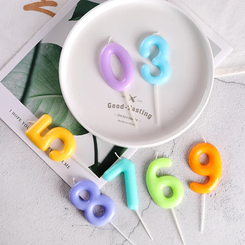 Korean style candy big numbe  candle cake decoration colorful children creative happy birthday net red