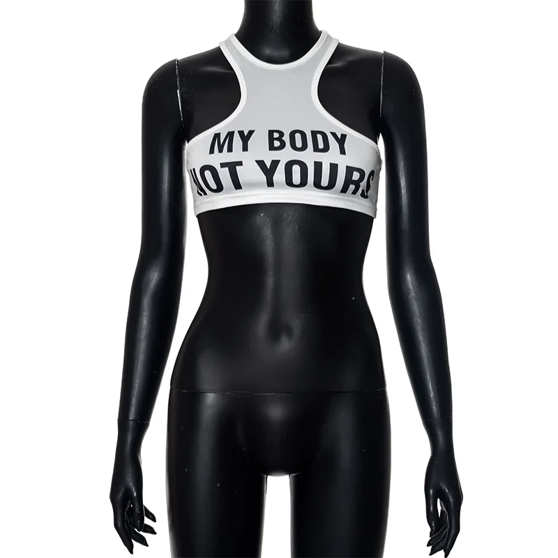 Brief druck Tank Top Frauen Kleidung ärmellose weiße Ernte Top y2k Zubehör O-Ausschnitt Korsett Mini Streetwear Ropa de Mujer – Detail 16