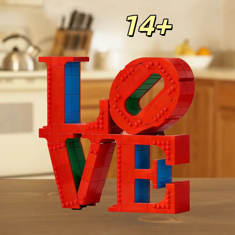 

791Pcs MOC LOVE Sculpture Building Blocks Set, Classic Art Word Model Bricks Kit, DIY Desktop Ornament for Home Decor, Valentine