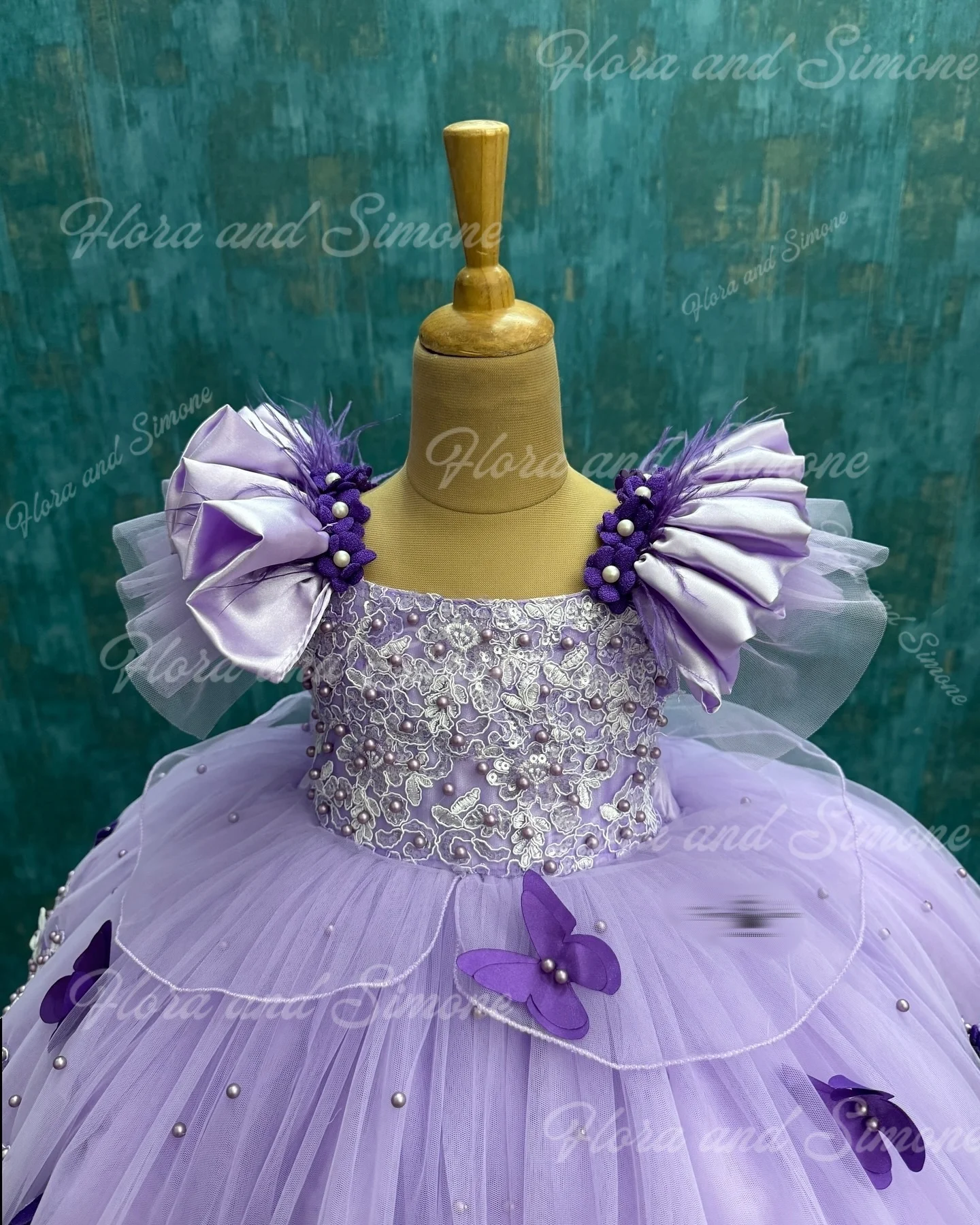 Vestido de aniversário de luxo personalizado rendas pérolas infantil apliques vestido da menina de flor para vestido princesa longo natal baile de formatura vestido