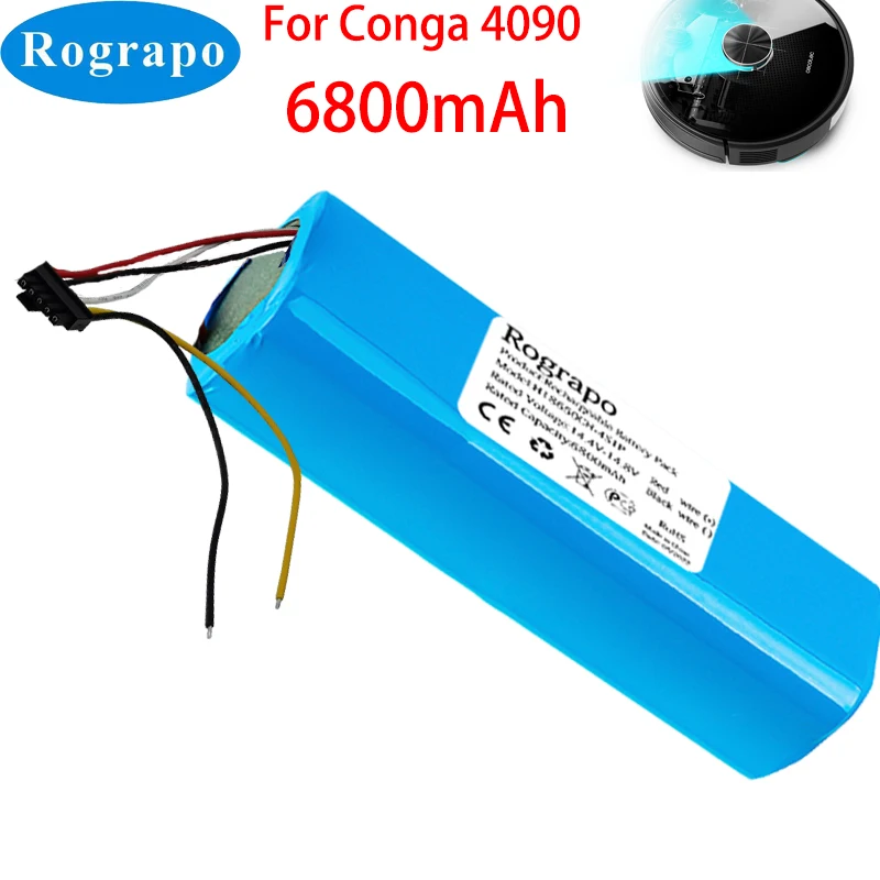 New 14.8V 6800mAh INR18650 MH1-4S2P-300S Li-ion Robotic Battery For Cecotec Conga 4090 4490 4590 4690 Robot Vacuum Cleaner