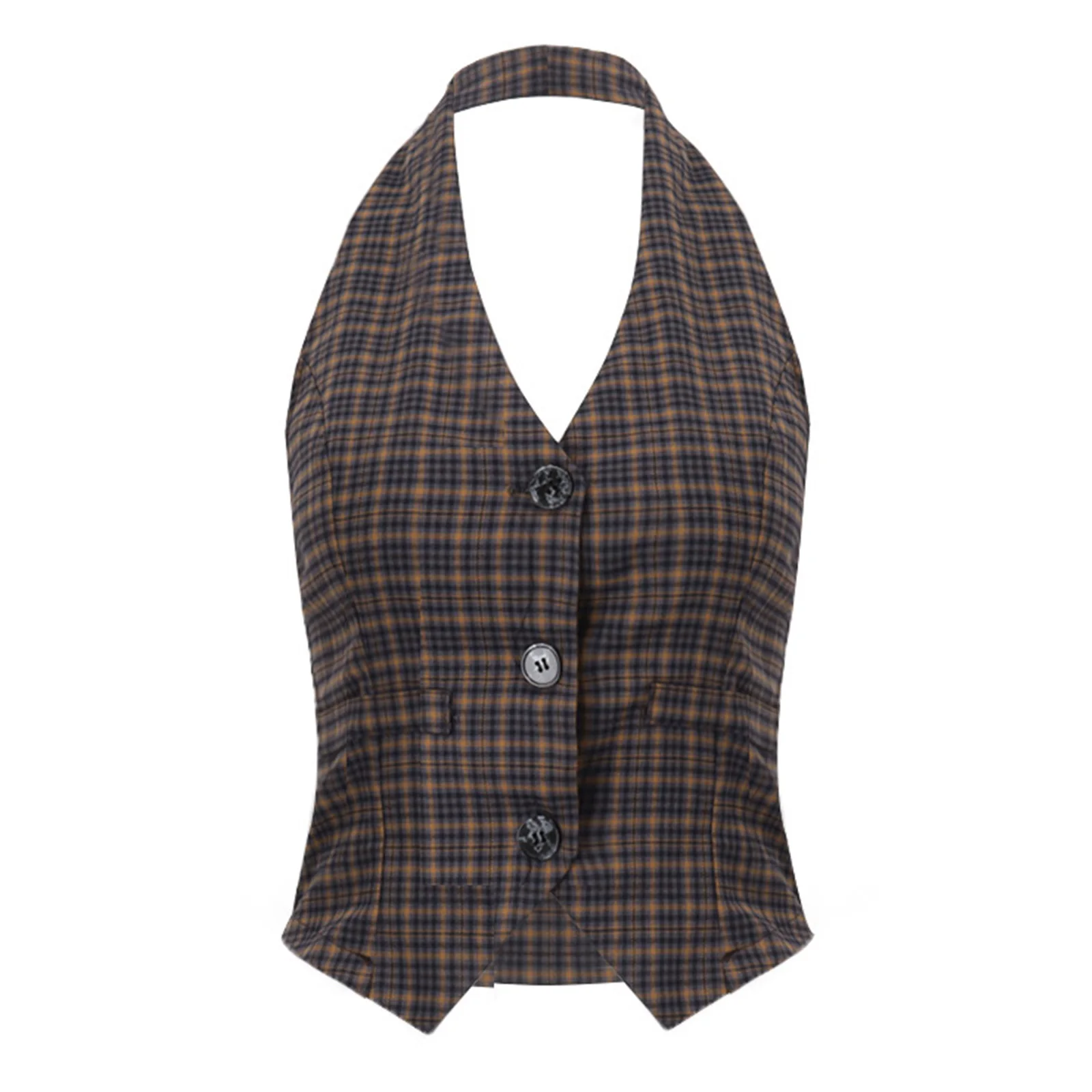 النساء الإناث خمر منقوشة مثير عارية الذراعين القمم الشارع الشهير أكمام صدرية الخامس الرقبة زر أسفل سليم سترة تانك القمم الرسن سترات #6