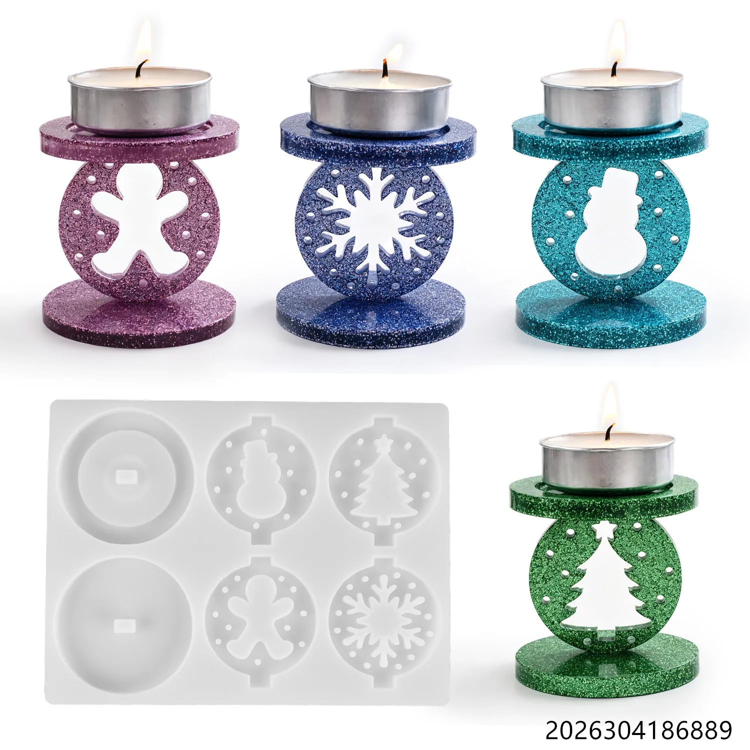 Christmas Hollow Shadow Tealight Candle Holder Silicone Mold DIY Plaster Concrete Resin Cabin-Core Winter Holiday Table Decor