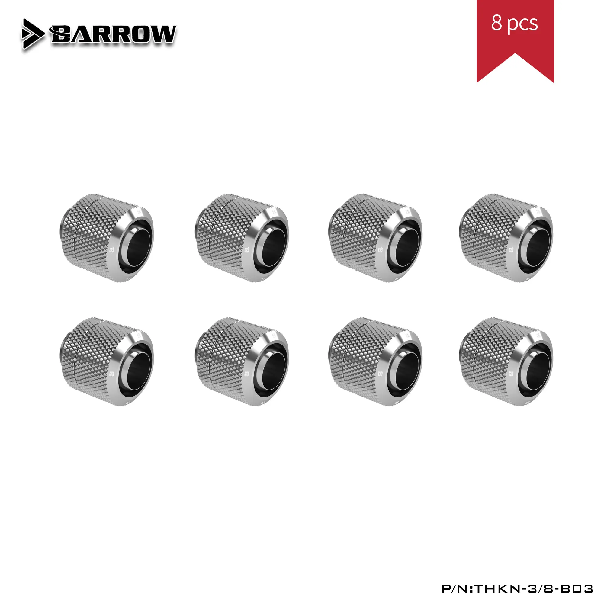 

Barrow THKN-3/8-B03 8Pcs Thin Hose Fitting For Soft Tube Silver/Gold/White/Black Hand-Tightened Soft Pipe Connector