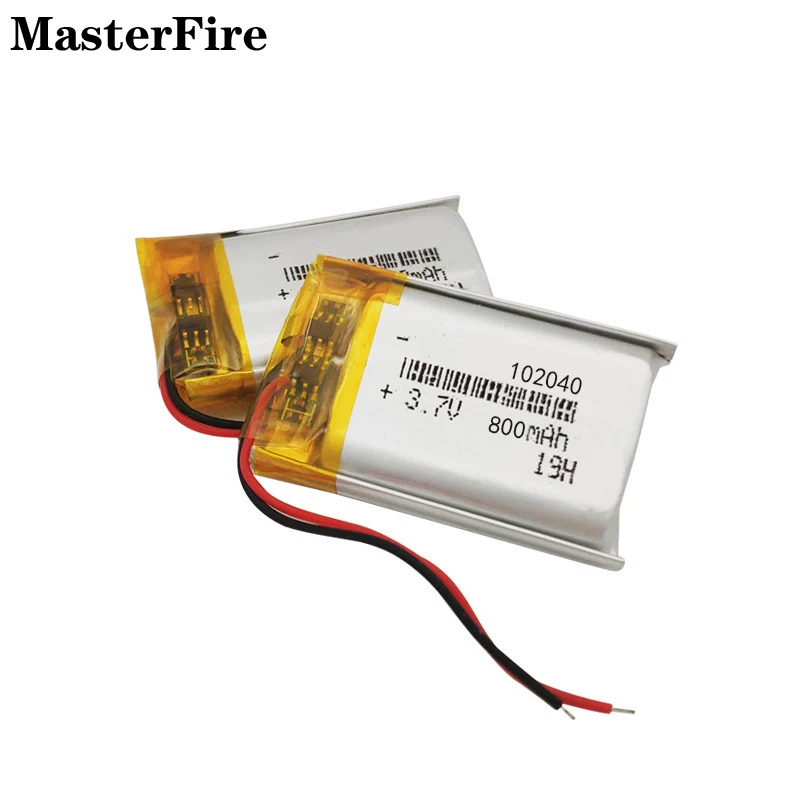 

2x 3.7V 800mah Rechargeable Lithium Polymer Battery 102040 for Bluetooth Speaker Fingerprint Lock 3D Glasses LED Light Batteries