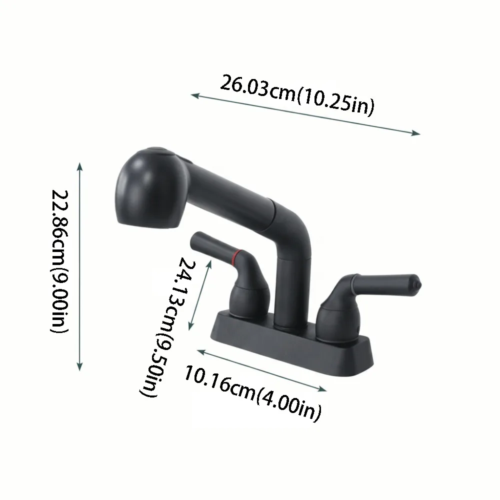 

Chrome Finish Utility Sink Faucet Non-Metallic ABS Plastic Pull Out Sprayer Laundry Sink Faucet Center Set 4 Inch Centerset