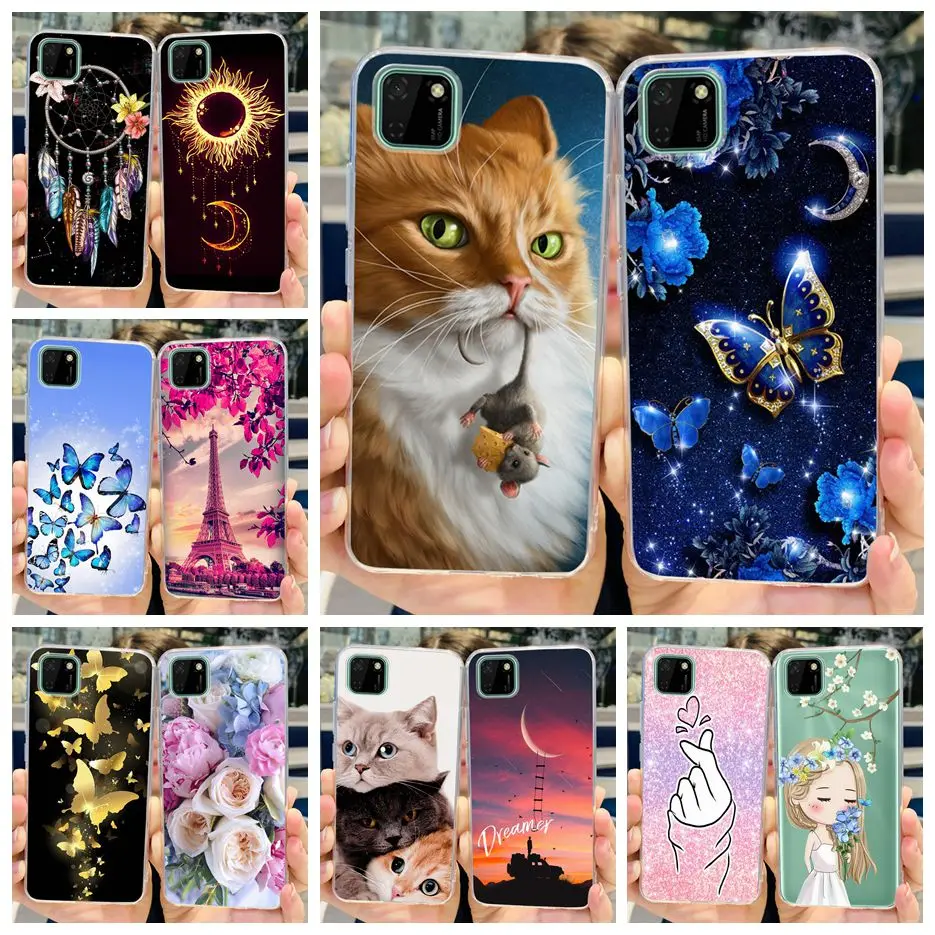 For Huawei Y5p Case Honor 9S DUA-LX9 Cute Cat Butterfly Painted Cover Soft Silicone TPU Phone Case For Huawei Y5p Honor9S Bumper