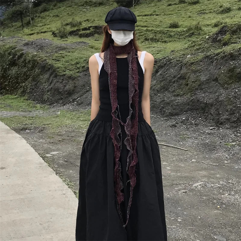 Autumn Winter Spiral weaving Womens Scarf Fashion Patchwork Y2K Scarves Cape Wraps Female Shawl Knitted small scarf