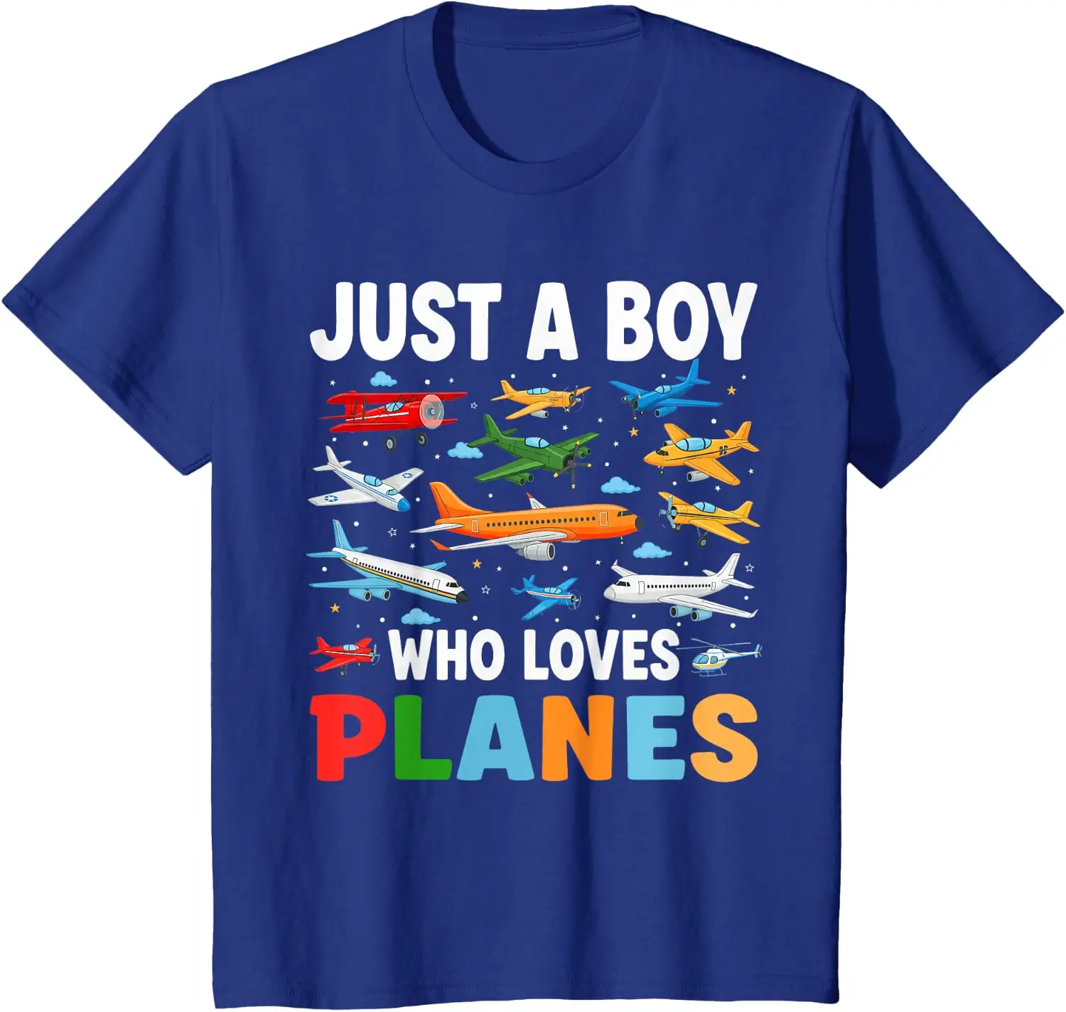 Funny Just A Boy Who Loves Planes Airplane Aircraft Loves T-Shirt Unisex Children’s Wear Cotton Kid Graphic T Shirts