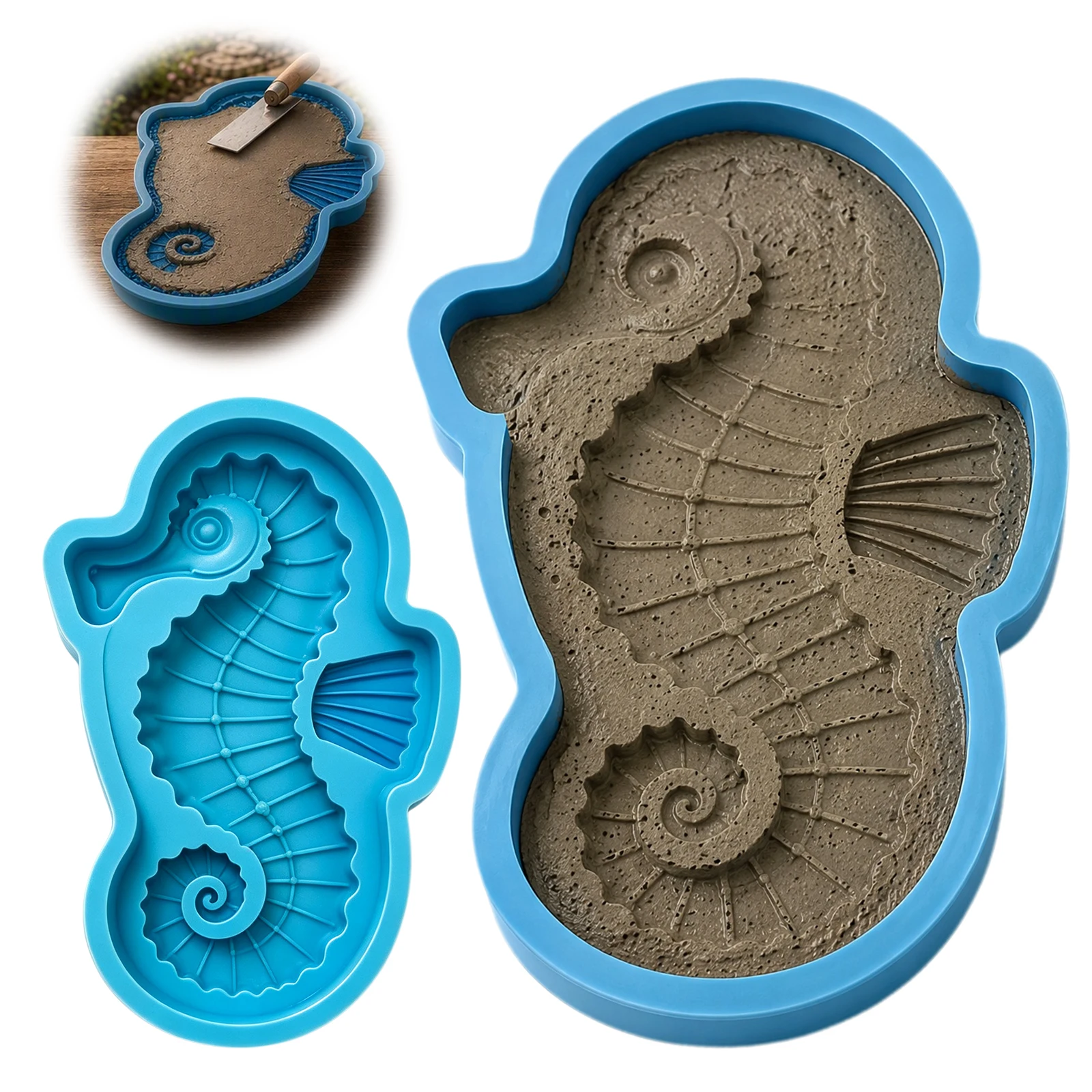 Silicone Stepping Stone Molds Ocean Theme Reusable Concrete Garden Decor Molds Easy Release 15.75in
