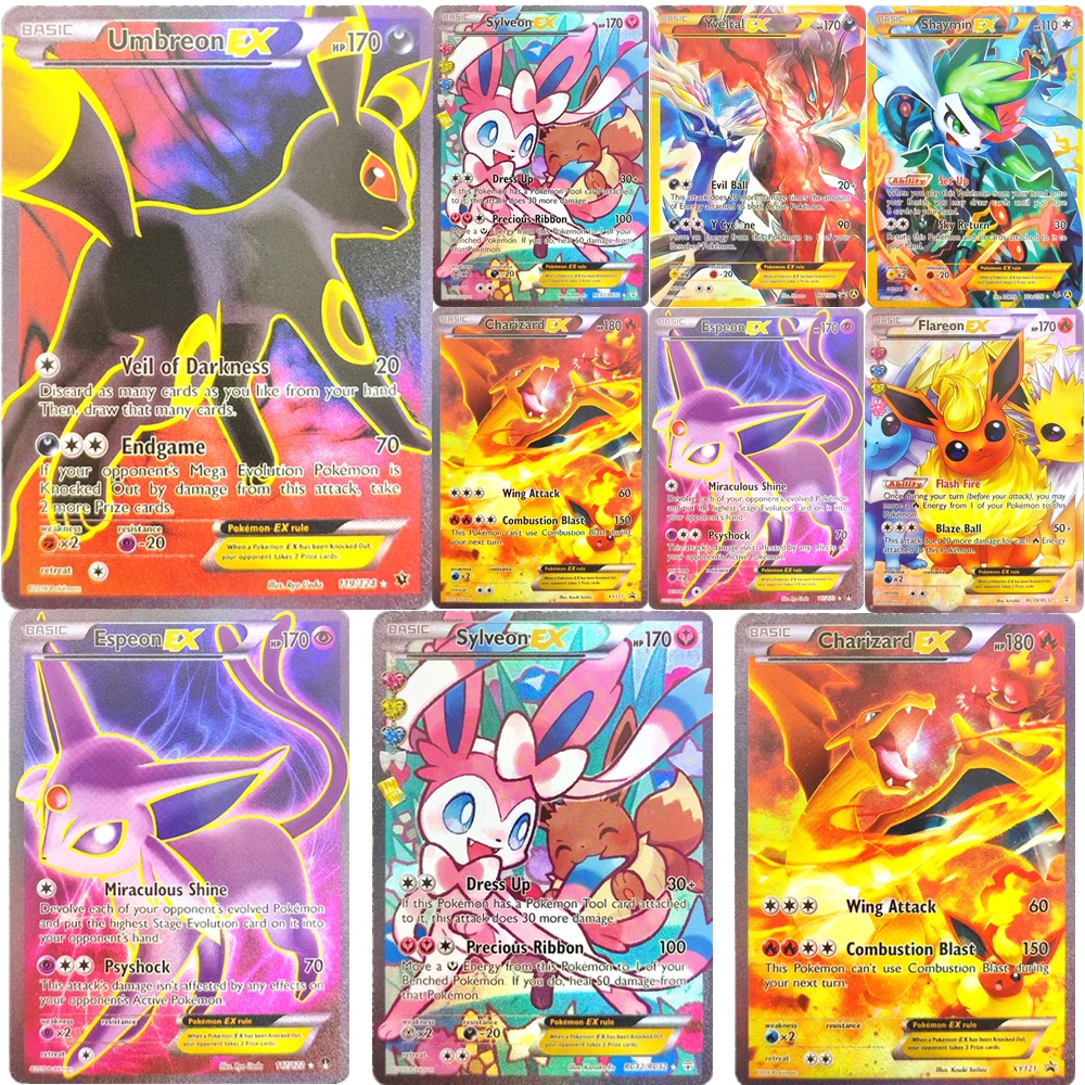 

Pokemon TCG английские коллекционные карты Charizard Umbreon Yveltal Shaymin Flareon EX самодельная классическая игра аниме карты подарочные игрушки