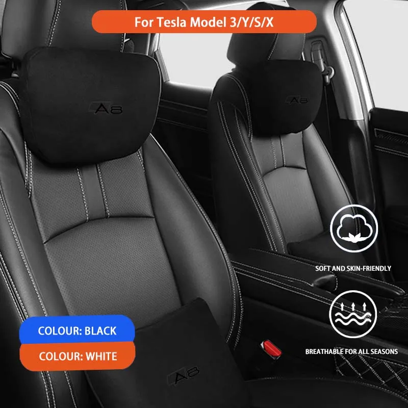 Almohada para el cuello del asiento del coche, reposacabezas para la columna Lumbar, protección para Audi A8, D3, D4, L, A5, D5, Carplay, alerón Android, logotipo, Kit de carrocería, accesorios