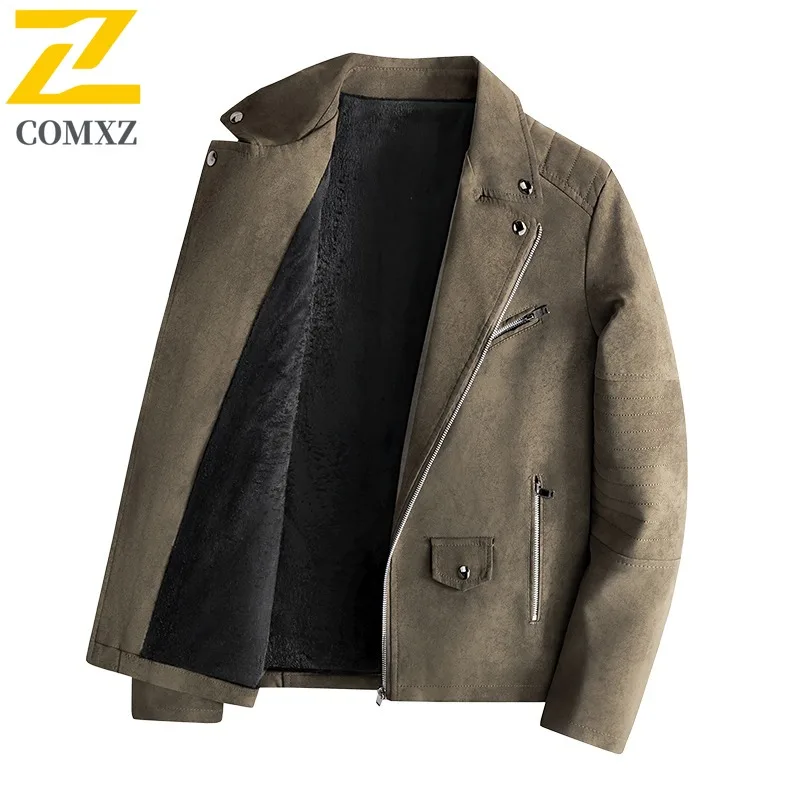 COMXZ European American Leather Jackets Paired with Retro Tie-dyed Washed Matte Finish Are Fashionable Trendy High-end Jackets