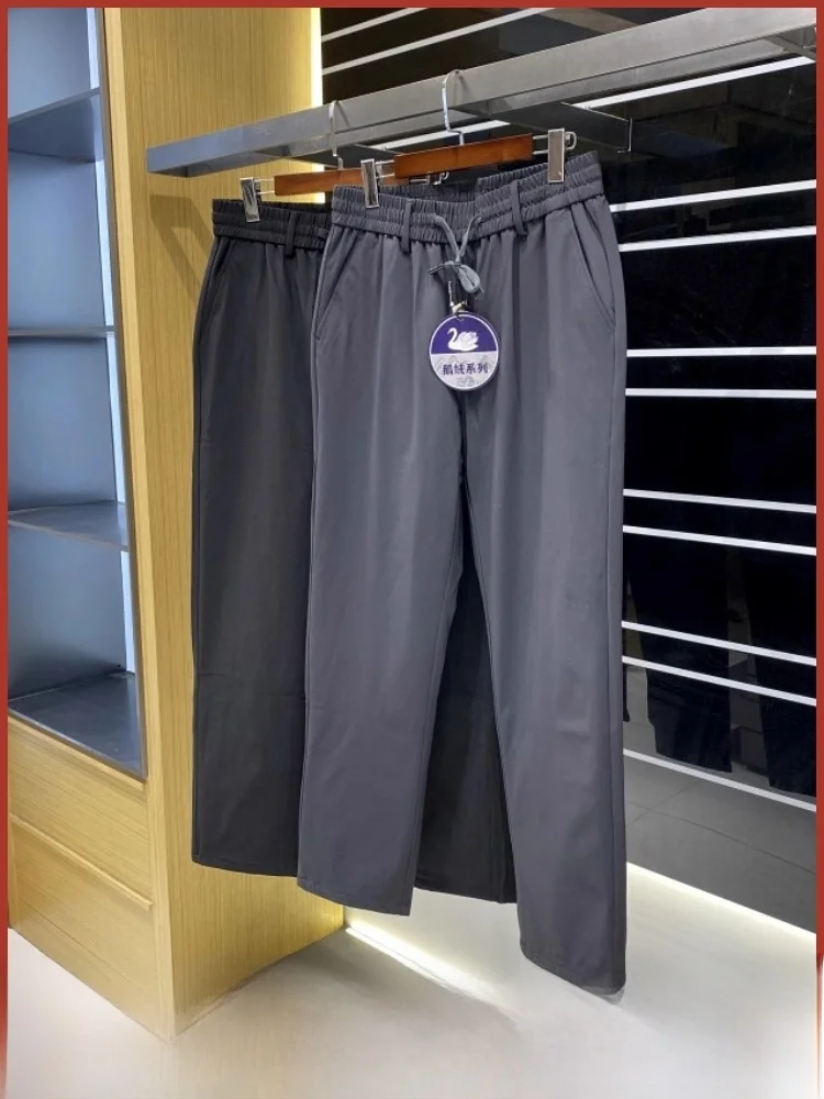 

Редкое найти! Серия «Гусиный пух»! Новые зимние мужские легкие теплые уличные повседневные пуховые брюки, модные прямые длинные брюки