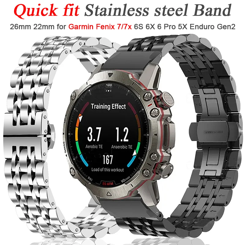 

Quickfit Watch Metal Strap For Garmin 20 26 22mm Fenix 7S 7x 7 6S 6X 6 Pro 5X 5 5S 935 945 Enduro Gen2 Stainless steel Smartband