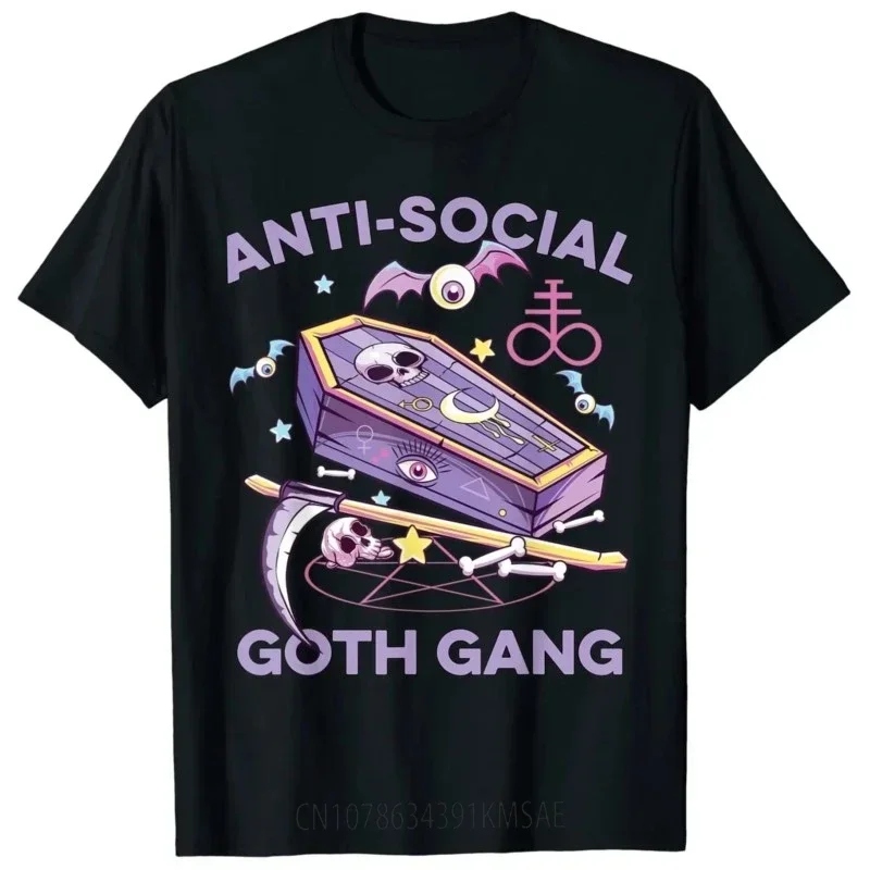 Classic Retro aesthetics selling retro antisocial Goth alternative Printed T-shirt men's summer 100% cotton fashion short sleeve