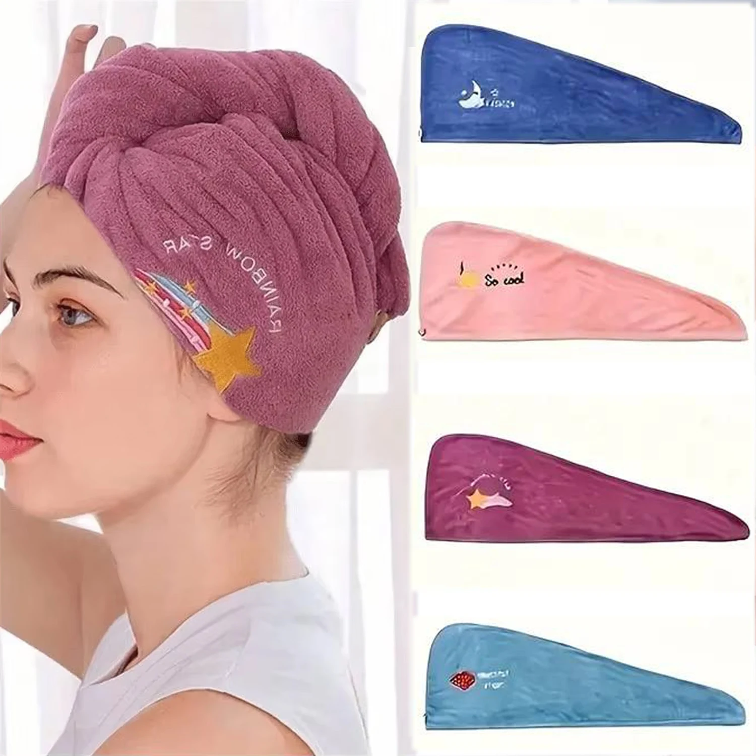 1 Stück Schnelltrocknende Haar-Mütze Saugfähiges Weiches Badehandtuch Damen Kopftuch Mädchen Niedliches Haarhandtuch Haartrockenwickel Duschhaube