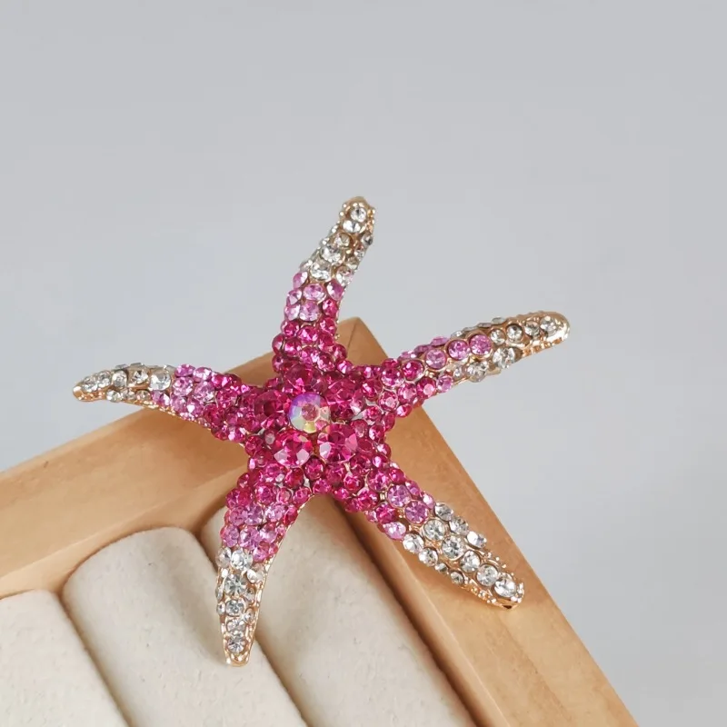 1Pc Delicate Starfish Brooch for Men Women Retro Sea Star Inlaid Zircon Brooches Pins Jewelry Accessories Party Gifts 2024 Trend