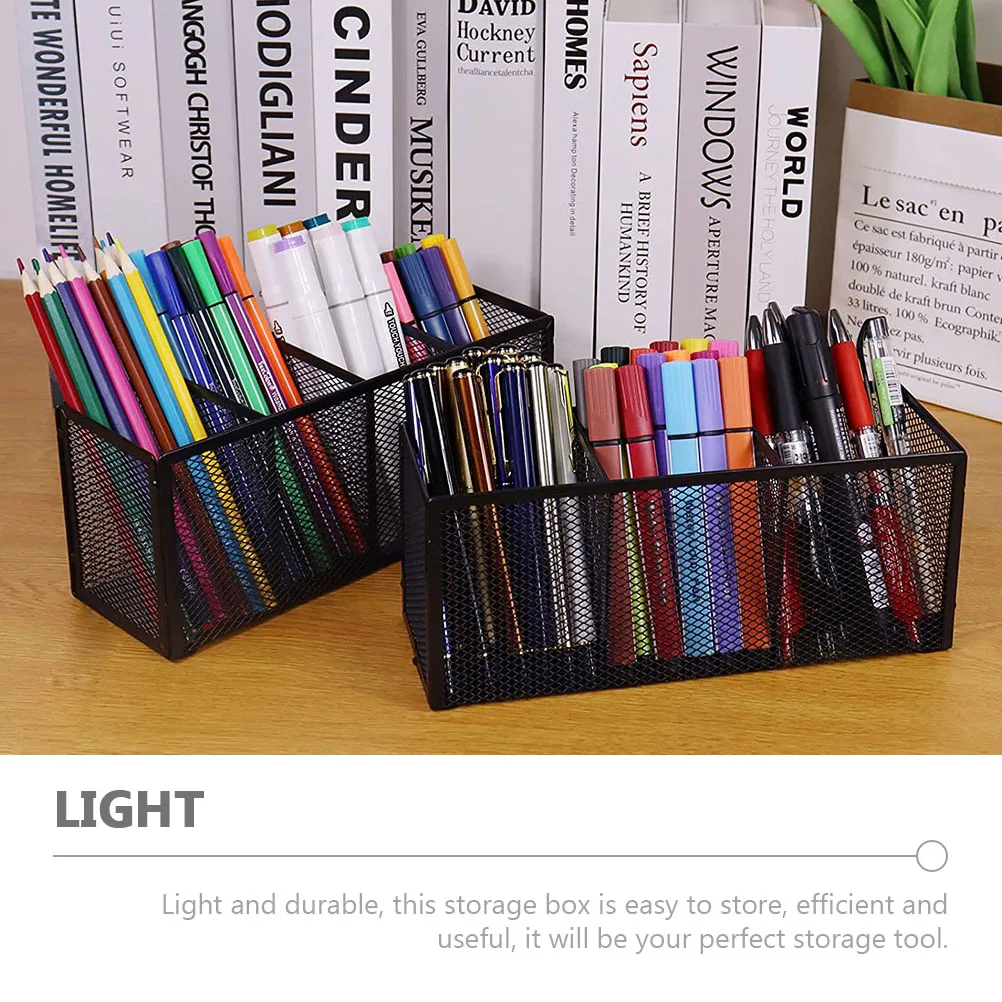 

Lightweight Iron Pen Holder Stationery Storage Box Smart Organization Office Tool