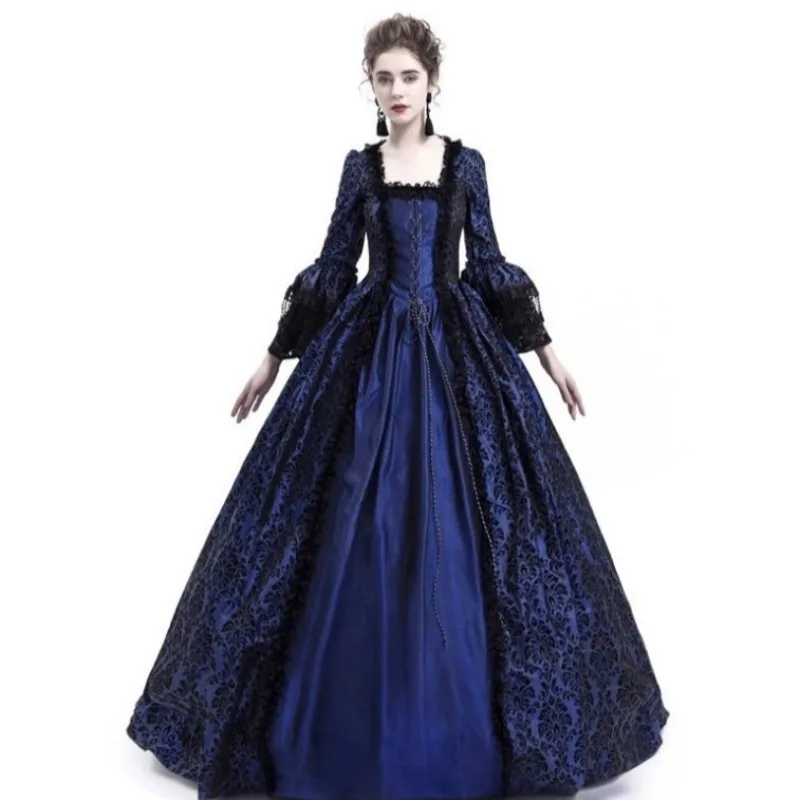 Halloween Palace Dress Women's Long Dress Lace Splicing Bell Sleeve Dress Women Costumes Shingeki Kyojin Party Dresses Scary Use