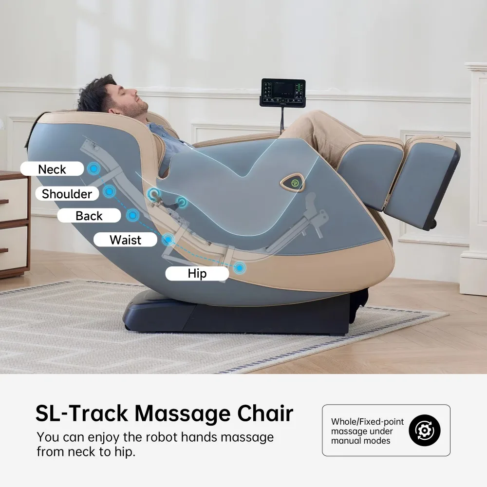 Electric Massage Chair US Warehouse Stock Blue Beige Upholstery Side Control Tablet for Living Room Bedroom