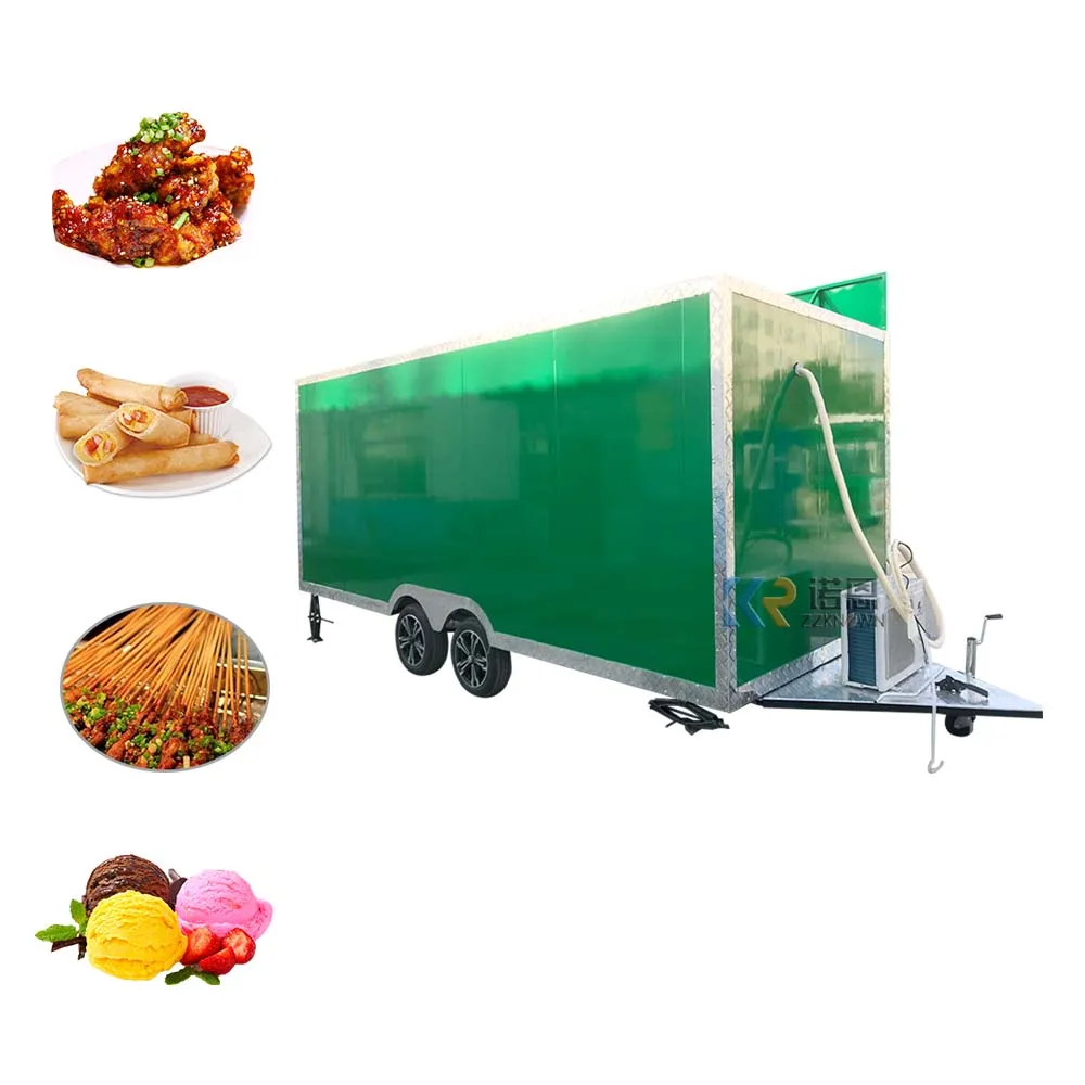 Большой мобильный кухонный квадратный прицеп для еды, стандарт США, снежный конус, вафли, креп, мороженое, уличная тележка для еды, киоск с холодильником