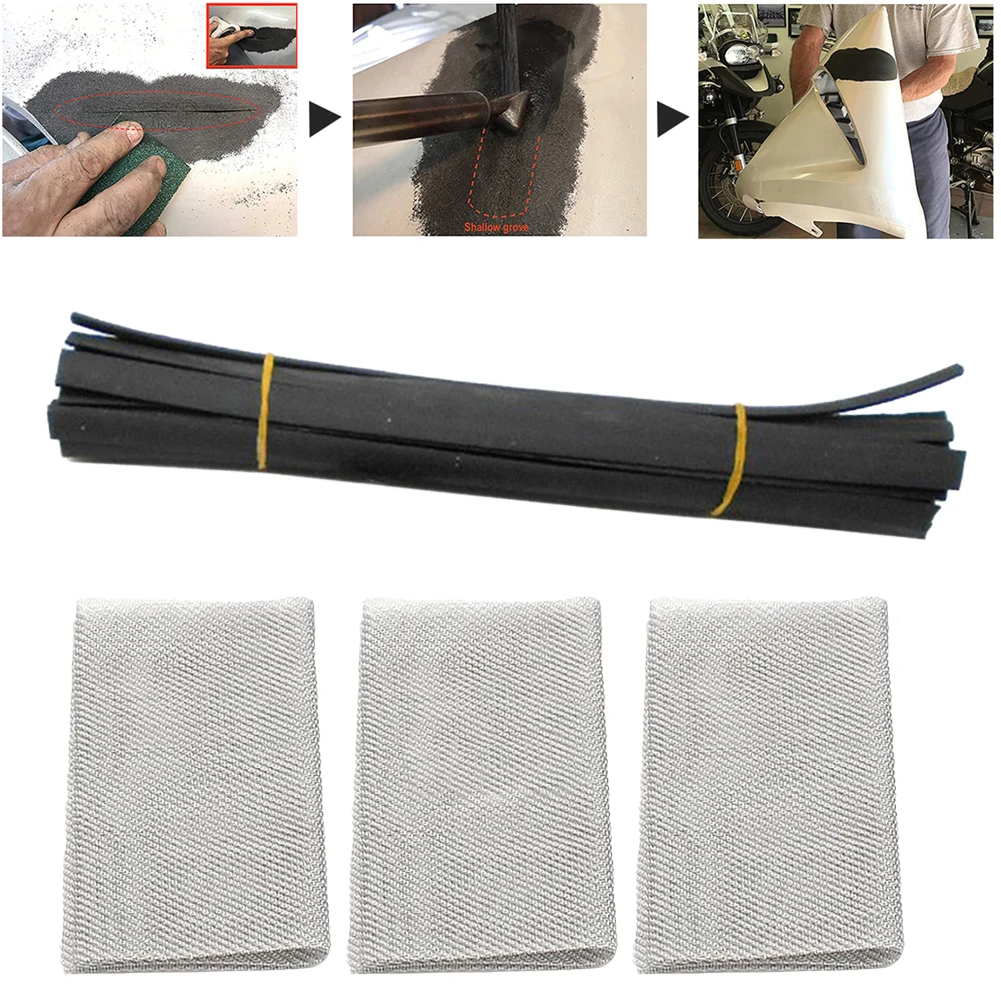 10pcs Plastic Welding Rods With 3 Repair Mesh Soldering Tool Parts Accessories For PP Bumper Toy Repairs