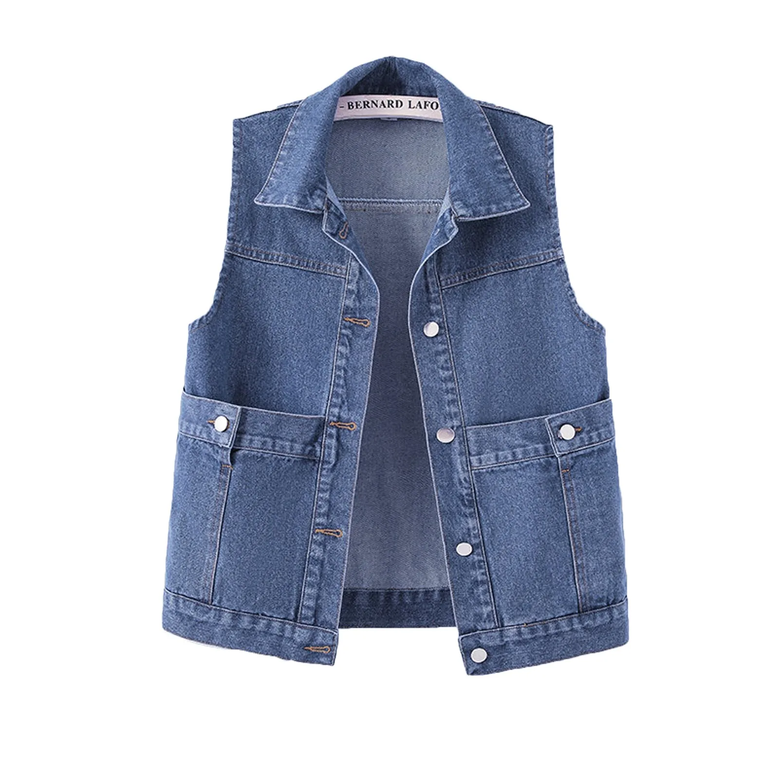 Korean Style Casual Denim Vest Women's Waistcoat Short Blue Jeans Vest Coat Spring Autumn New Sleeveless Denim Jacket Tos