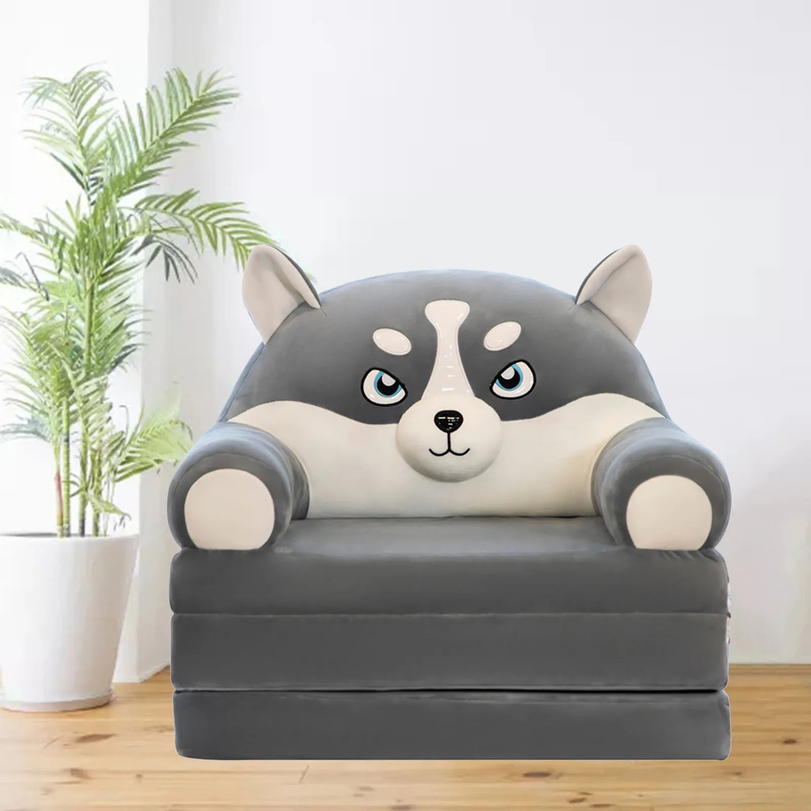 Lazy Sofa Plush Sofa Backrest Armchair 2 In 1 Foldable Cute Cartoon Children Flip Open Sofa Bed For Bedroom Without Liner Filler