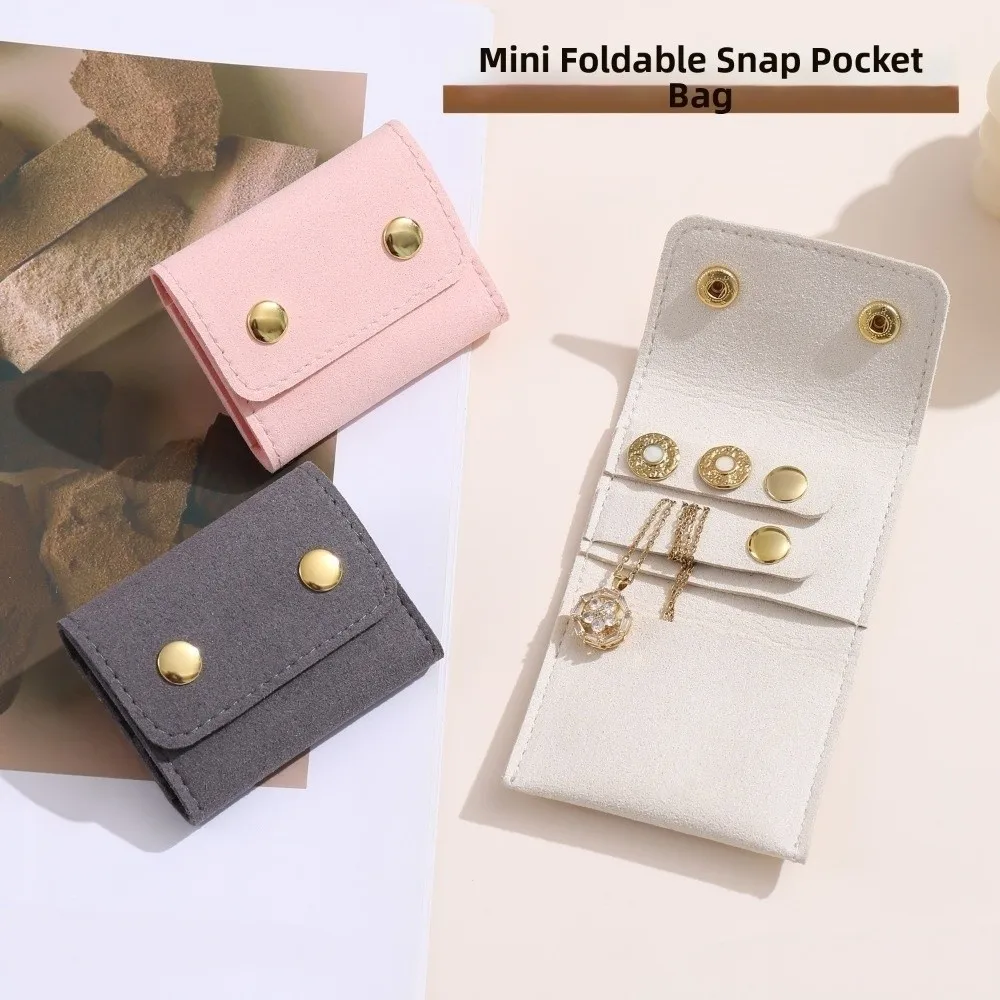 Microfiber Velvet Mini Jewelry Display Bag Foldable Container Necklace Ring Packing Bag Solid Color Storage Case