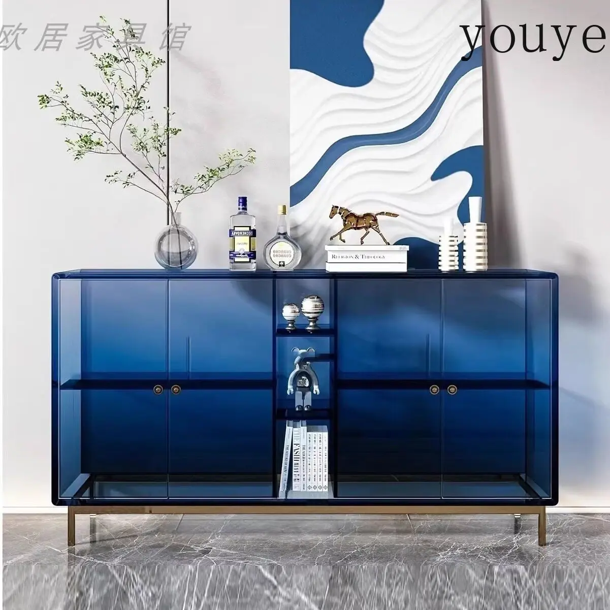 Floor-to-ceiling storage cabinets, home living room against the wall, light luxury, high-end dining side cabinets, high-end