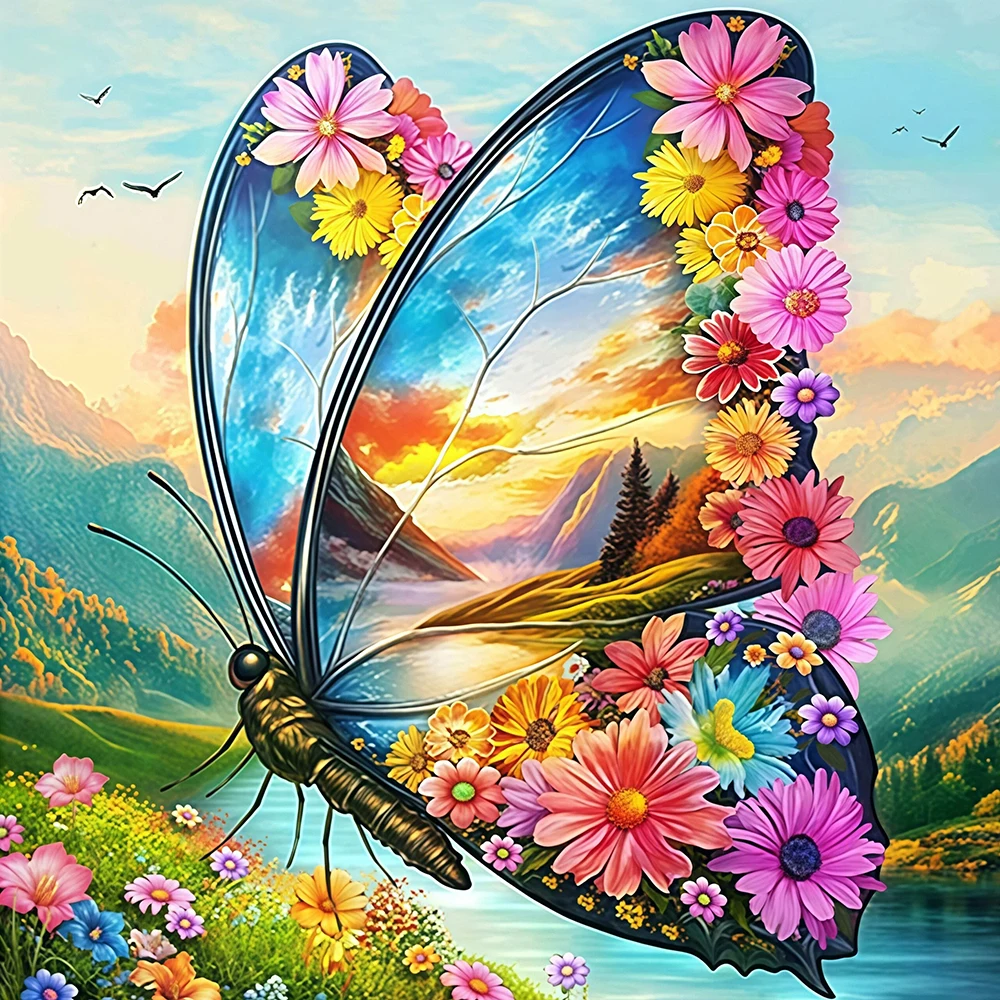 EverShine DIY 5D Diamond Painting Flower Embroidery Butterfl