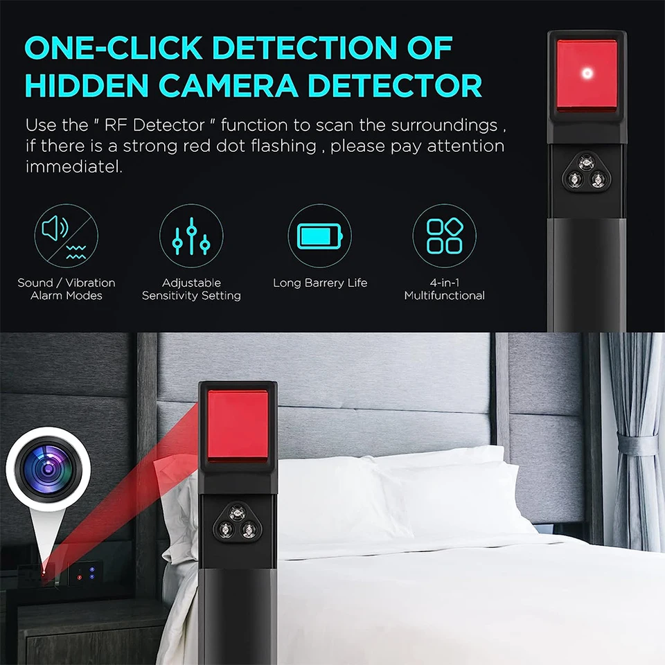 7-in-1 Verborgen Camera- En Signaaldetector Met SOS-alarm En Zaklamp – Voor Hotel, Thuis En Reizen