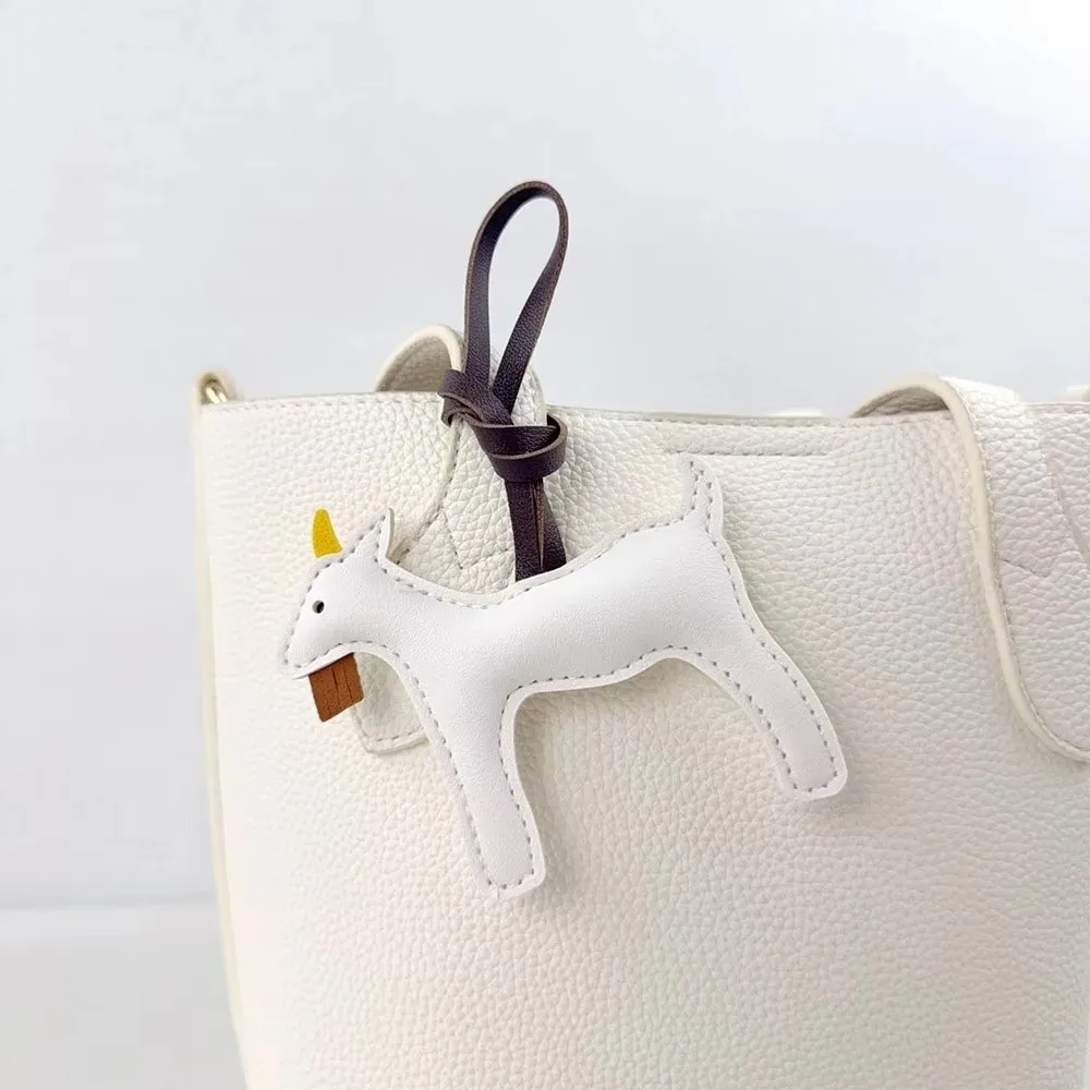 Portable Goat Bag Charm PU Leather Decorative Animal Sheep Keychain Hanging Design Key Ring Cartoon Backpack Charm
