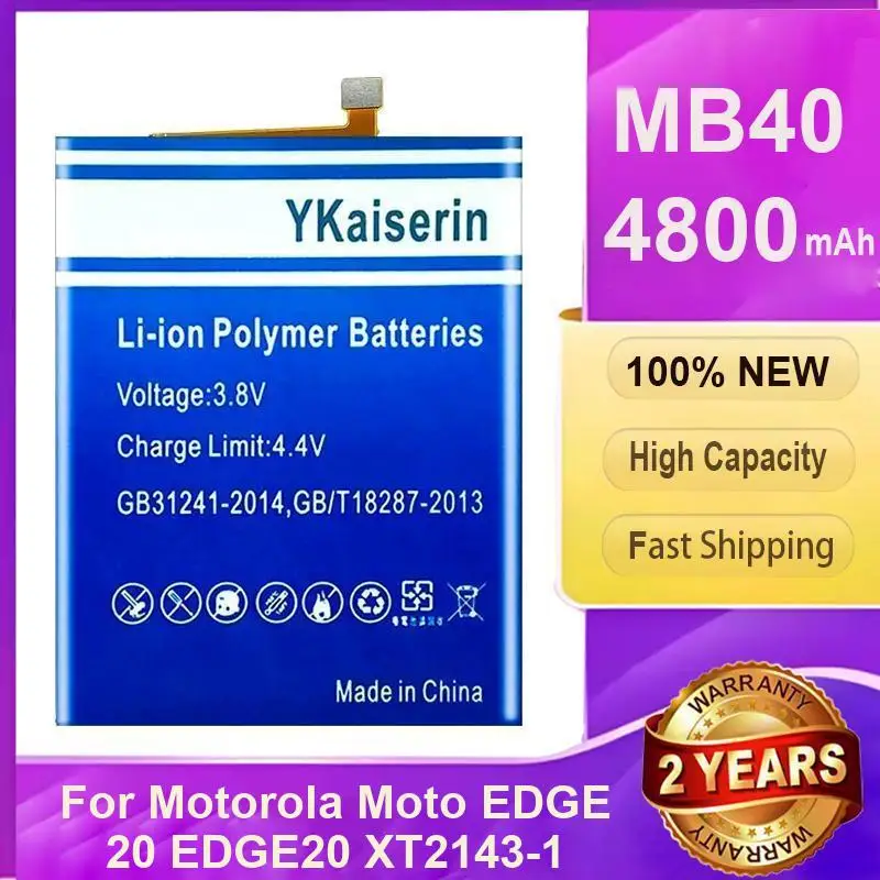 

YKaiserin Battery MB40 4800mAh For Motorola Moto EDGE 20 EDGE20 XT2143-1 Bateria