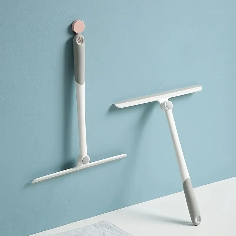 360° Rotatable Silicone Shower Squeegee with Holder - Versatile Glass & Mirror Cleaner for Bathroom