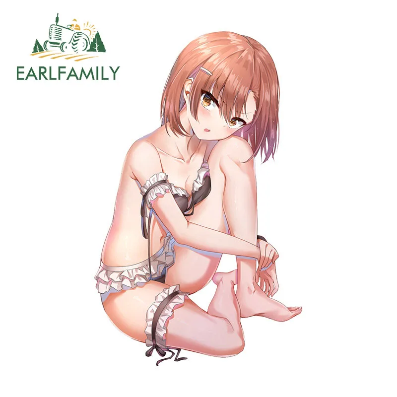 EARLFAMILY for Misaka Mikoto Car Sticker Personality Creative VAN Anime Die-cut Waterproof Refrigerator Graphics Car Goods