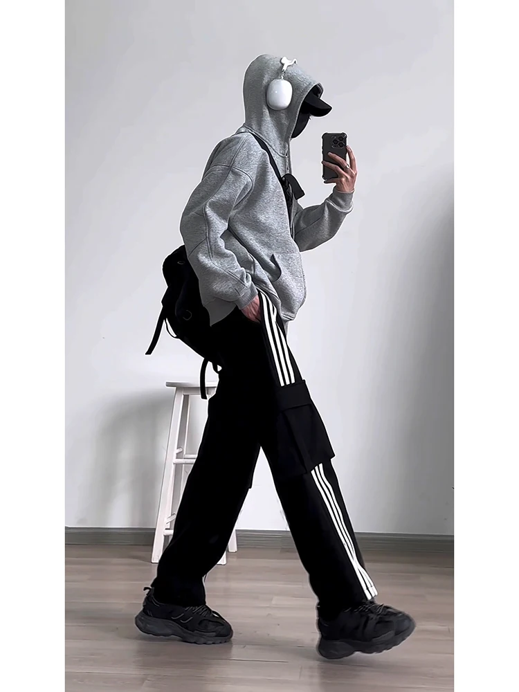 

Мужские зимние повседневные брюки Cleanfit с боковыми полосками, прямые, свободного кроя, для работы, модные и стильные