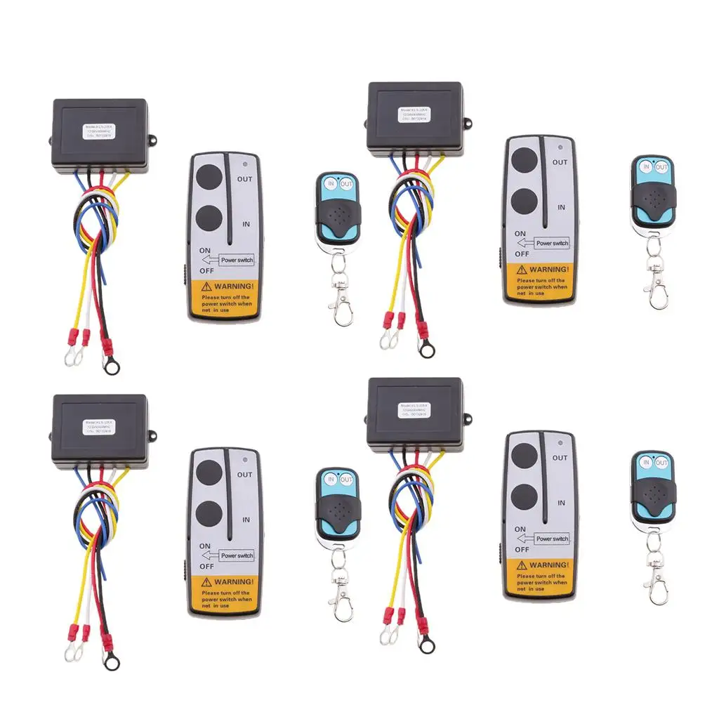 4 Pieces Winch Remote Control Receiver Kit,High Sensitivity Remote Controller for Truck ATV Winch KLS-205/2