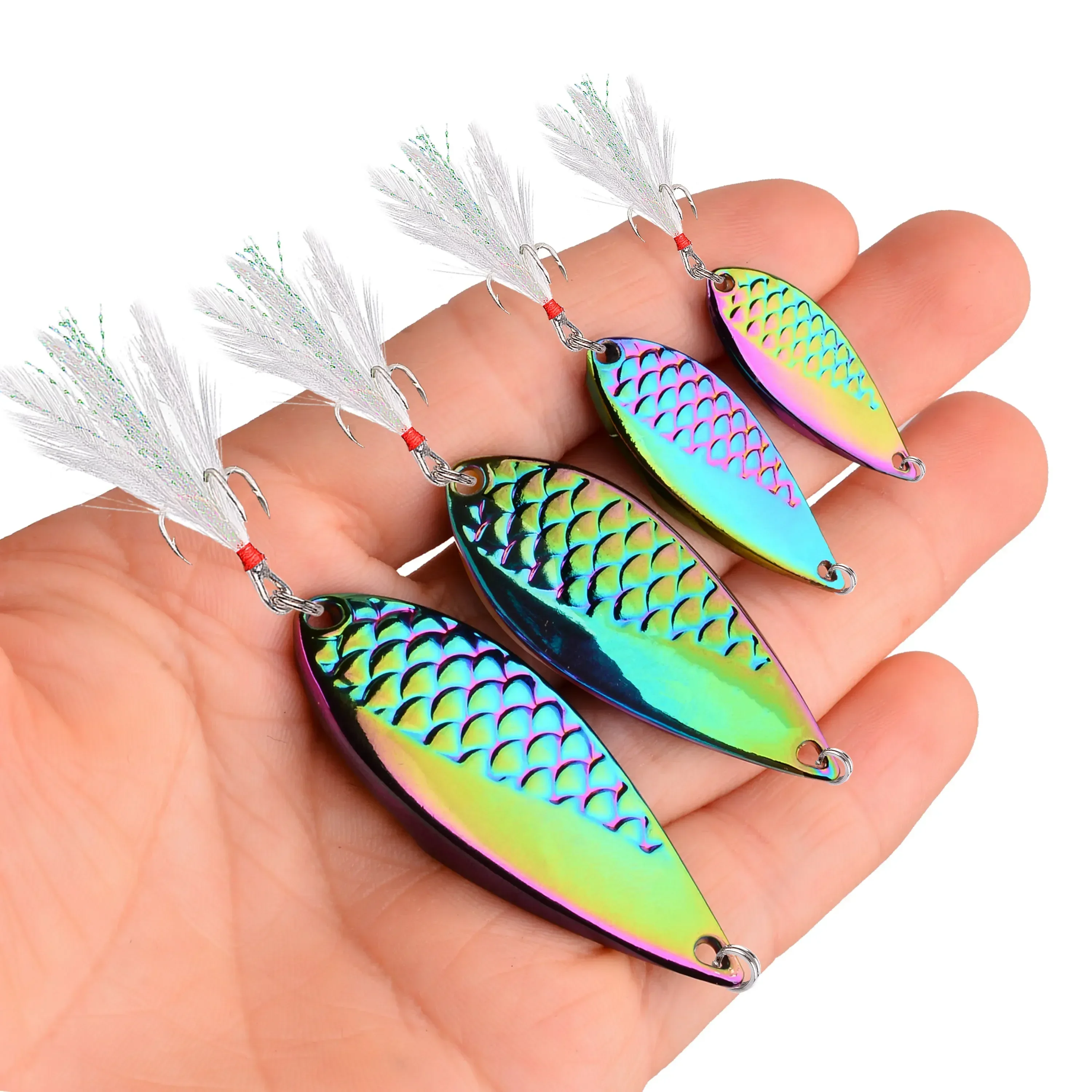 Metal Trout Spoon Fishing Lure 2.5g-20g Pesca Wobbler Spinner Artificial Hard Baits Lures Noise Paillette Bass Tackle